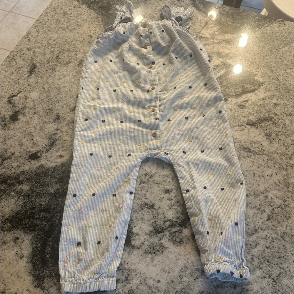 H&M Swiss Dot and striped ruffle tank jumpsuit size‎ 3T